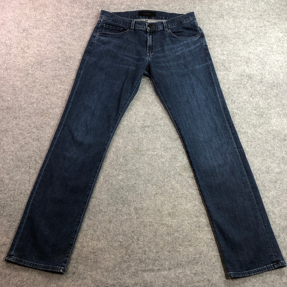 J Brand Mens Kane Slim Straight Jeans 31 Dark Blue Truncus Stretch Made in USA